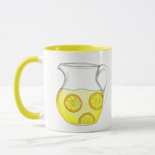 Make Lemonade Lemon Ade Yellow Citrus Pitcher Tasse (Links)