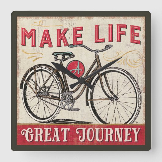 Make Life a Great Journey Quote Quadratische Wanduhr (Vorderseite)
