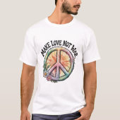 Make Love Not War Binden-Färbung Friedenszeichen u T-Shirt (Vorderseite)