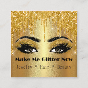 Make Me Glitzer Gold Logo Tropfen VIP Gold Makeup Quadratische Visitenkarte