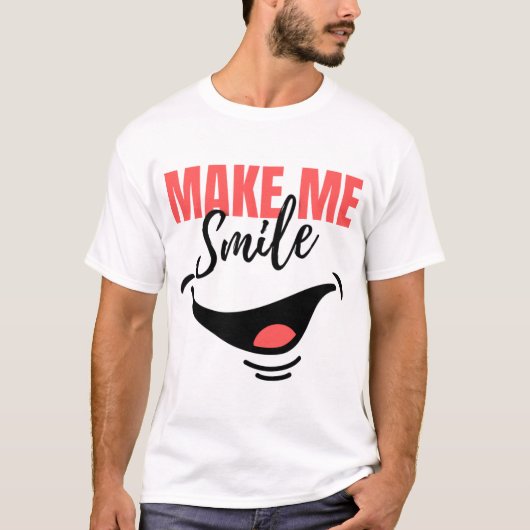 MAKE ME SMILE Bright and Playful Cartoon Graphic T-Shirt (Vorderseite)