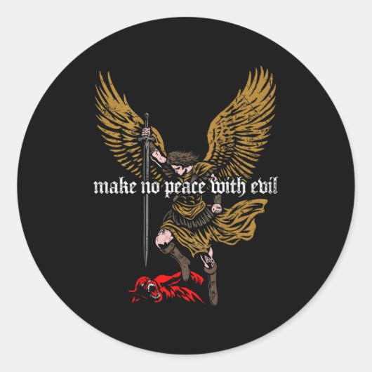 Make No Peace With Evil Archangel Michael Design ( Runder Aufkleber (Vorderseite)