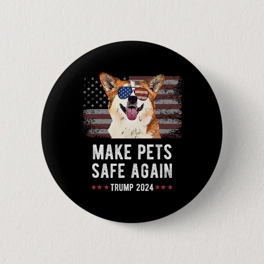 Make Pets Safe Again Corgi Hund Trump 2024 Button (Vorderseite)