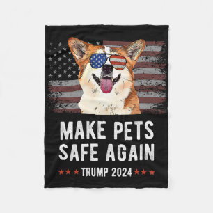 Make Pets Safe Again Corgi Hund Trump 2024 Fleecedecke