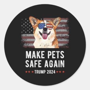 Make Pets Safe Again Corgi Hund Trump Runder Aufkleber