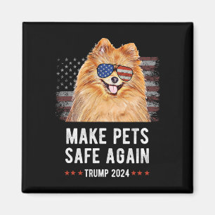Make Pets Safe Again Pomeranian Hund Trump 2024  Magnet