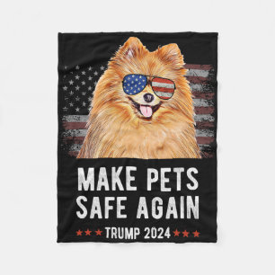 Make Pets Safe Again Pomeranian Hund Trump Fleecedecke