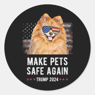 Make Pets Safe Again Pomeranian-Hund Trump Runder Aufkleber