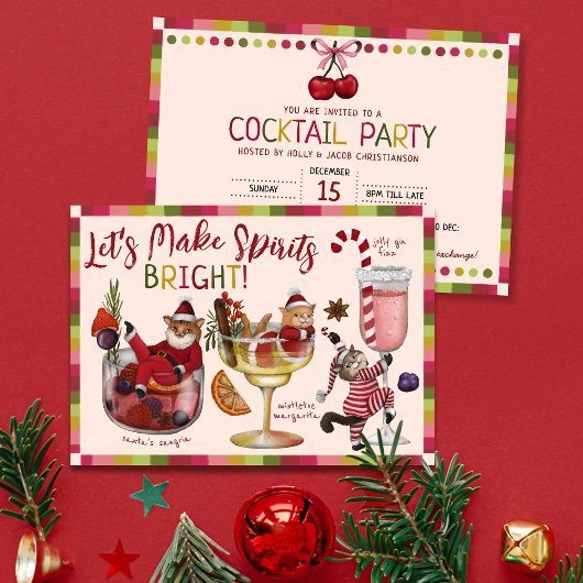 Make Spirits Bright Cat Christmas Cocktail Party Einladung