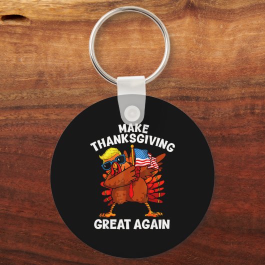 Make Thanksgiving Great Again Dabbing Turkey Trump Schlüsselanhänger (Vorderseite)