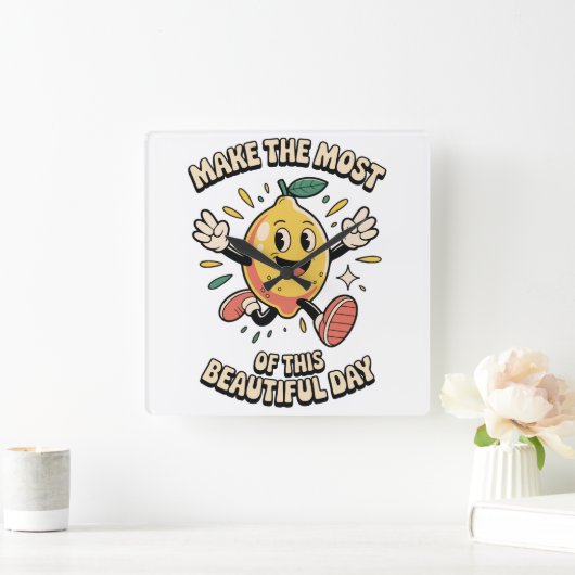 Make the Most – Lemon Wall Clock Quadratische Wanduhr (Zuhause)