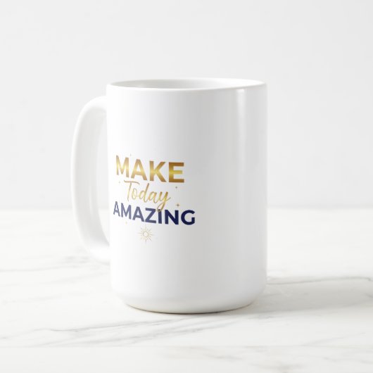 Make Today Amazing Gold Navy Sun Design Kaffeetasse (Vorderseite Links)