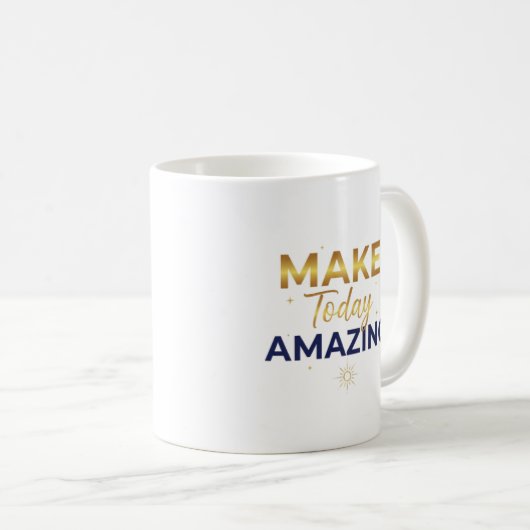 Make Today Amazing Gold Navy Sun Design Kaffeetasse (VorderseiteRechts)