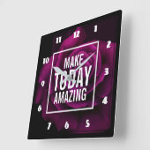 Make today Amazing Purple Rose Inspirational Quadratische Wanduhr (Winkel)