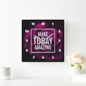 Make today Amazing Purple Rose Inspirational Quadratische Wanduhr (Zuhause)