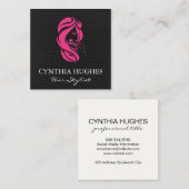 Make Up and Hair Stylist | Leder Quadratische Visitenkarte (Vorne/Hinten)