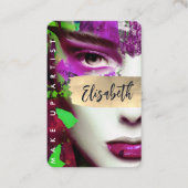 Make up Artist Add QR Code & Social Media farbig Visitenkarte (Vorderseite)