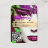 Make up Artist Add QR Code & Social Media farbig Visitenkarte (Rückseite)