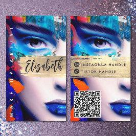 Make up Artist Add QR Code & Social Media farbig Visitenkarte