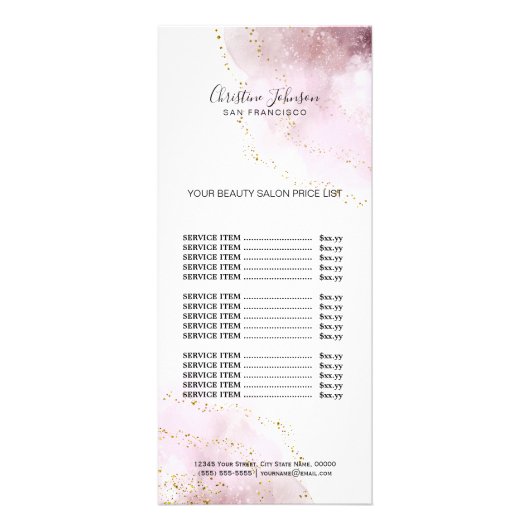 Make-up Artist Aquarell | Imitate Glitzer Preislis Werbekarte (Vorne)