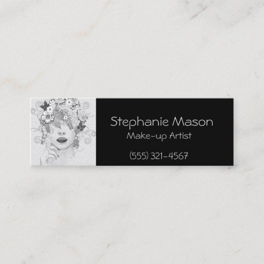 Make-up Artist Black Business Card Mini Visitenkarte (Vorderseite)