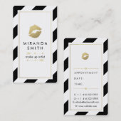 Make-up Artist Business Card - Chic Strips Terminkarte (Vorne/Hinten)