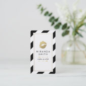 Make-up Artist Business Card - Chic Strips Terminkarte (Stehend Vorderseite)