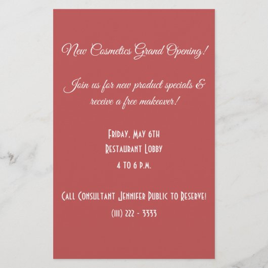 Make-up Artist Cosmetic Sale Flyer (Hinten)