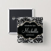 Make up artist Damask Name Tag Taste Brooch P3 Button (Vorne & Hinten)