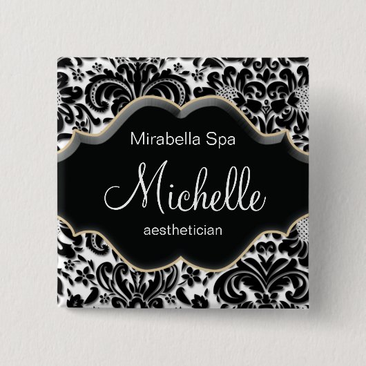 Make up artist Damask Name Tag Taste Brooch P3 Button (Vorderseite)
