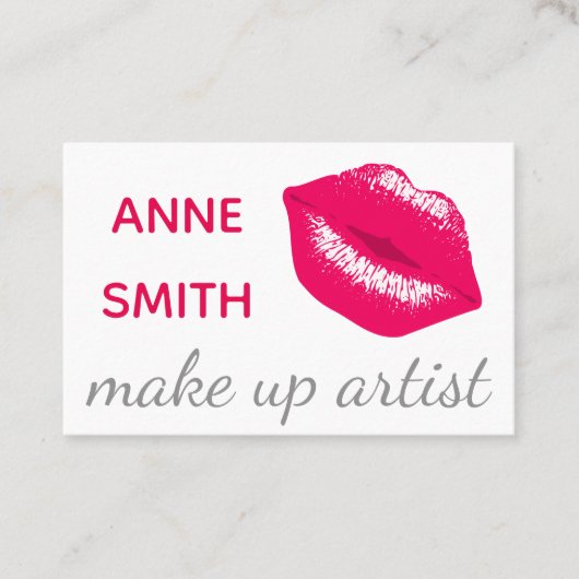 Make up Artist Maskenbildner Lippenstift Kuss pink Visitenkarte (Vorderseite)