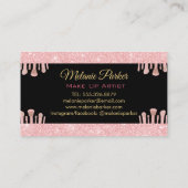 Make up Artist Pink Gold Eleganter Glitzer Trendy Visitenkarte (Rückseite)