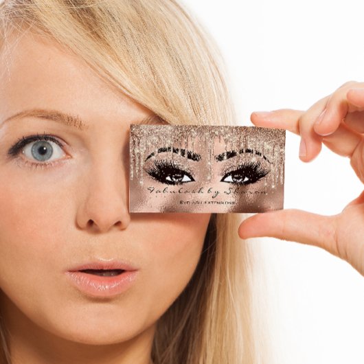 Make up Augenbrauen Wimpern Glitzer Tropfen Funkel Visitenkarte