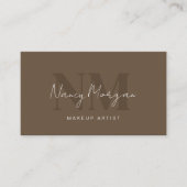 Make-up Braunes Monogramm QR-Code-Logo  Visitenkarte (Vorderseite)