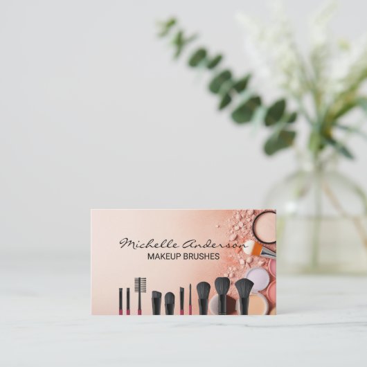 Make up Brushes and Beauty Foundation Visitenkarte (Stehend Vorderseite)