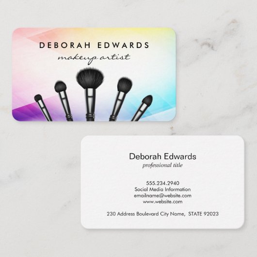 Make up Brushs Abstrakt farbig Visitenkarte (Vorne/Hinten)