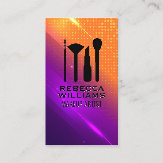 Make up Brushs Set | Moderne strahlende Farben Visitenkarte (Vorderseite)