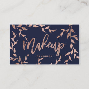 Make-up Chictypographie-Rosengoldblumenmarineblau Visitenkarte