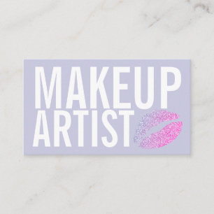 Make-up Elegante Typografie Lavendel Glitter Lippe Visitenkarte