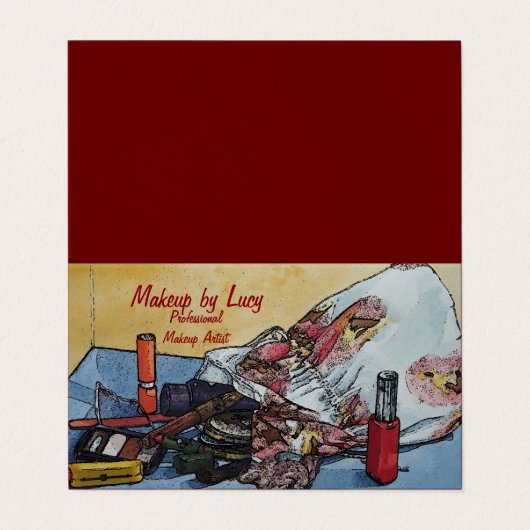 Make-up Künstler Design Retro Make-up Tasche Kosme Visitenkarten (Außenseite Aufgefaltet)