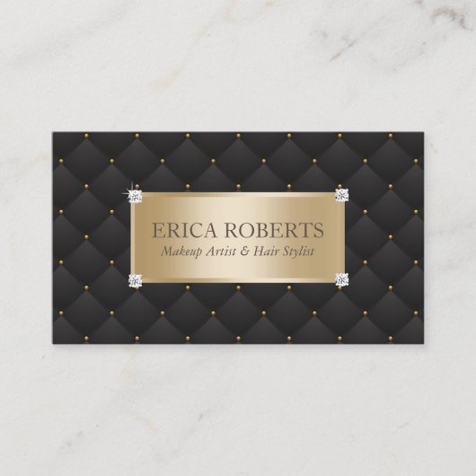 Make Up Künstler Haarstylist Modern Schwarz & Gold Visitenkarte (Vorderseite)