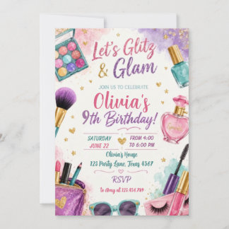 Make-up Mädchen Beauty Glam Geburtstag Einladung