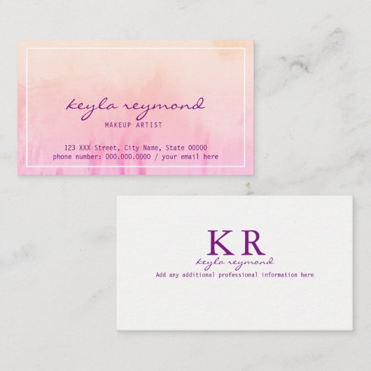 Make-up Make-up pinkish watercolor Visitenkarte (Vorne/Hinten)
