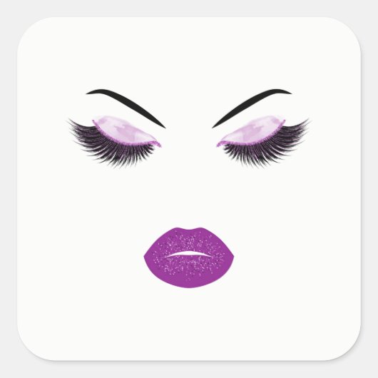Make-up mit Glittereffekt Quadratischer Aufkleber (Vorderseite)