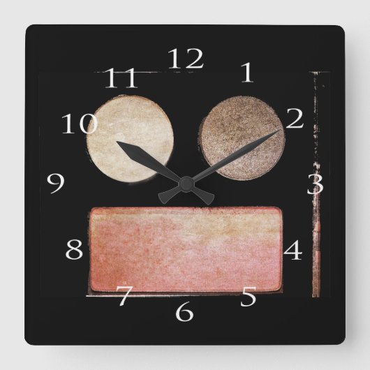 Make-up Palette-Face von Shirley Taylor Quadratische Wanduhr (Vorderseite)