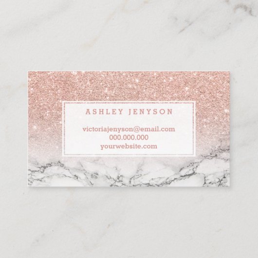 Make-up peitscht Typografie-RosengoldGlittermarmor Visitenkarte (Rückseite)