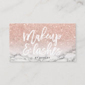Make-up peitscht Typografie-RosengoldGlittermarmor Visitenkarte (Vorderseite)