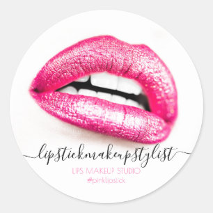 Make-up Pinke Lippen im modernen Sinn Runder Aufkleber