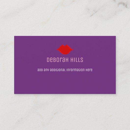 Make-up Red Lips Kontaktkarte / Make-up Artist Telefonnummerkarte (Rückseite)