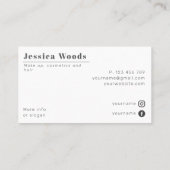 Make-up Stylist Foto Business Card Visitenkarte (Rückseite)